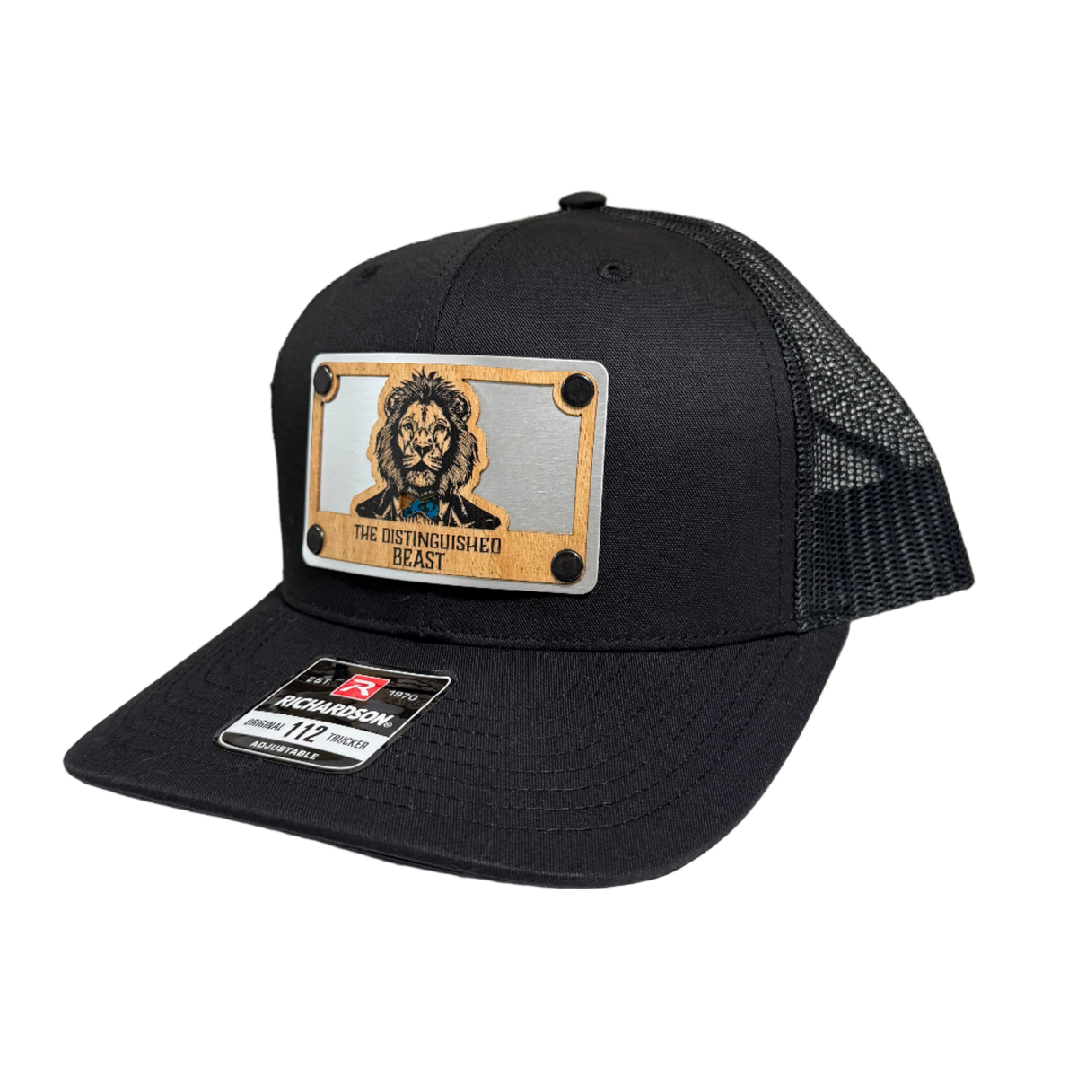 Lion Teal Tie Wood Patch Hat