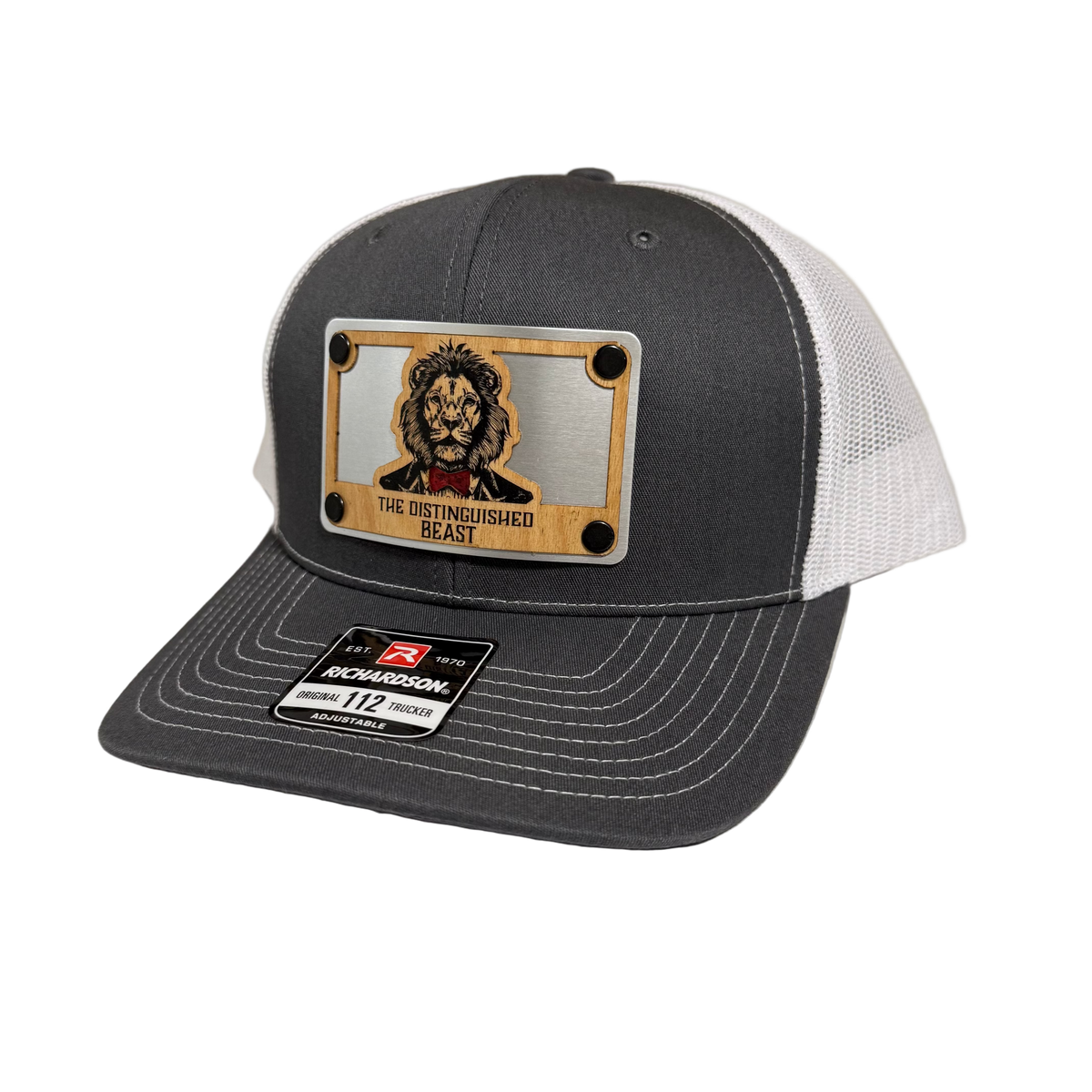 Lion Red Tie Wood Patch Hat