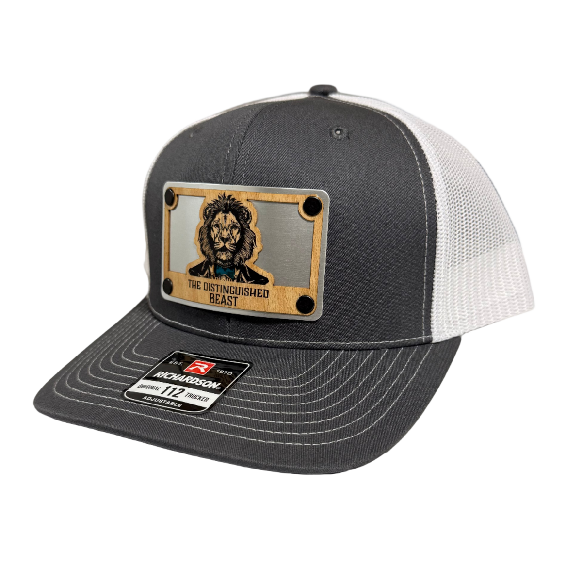 Lion Teal Tie Wood Patch Hat