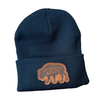 Cuffed beanies with bison patch