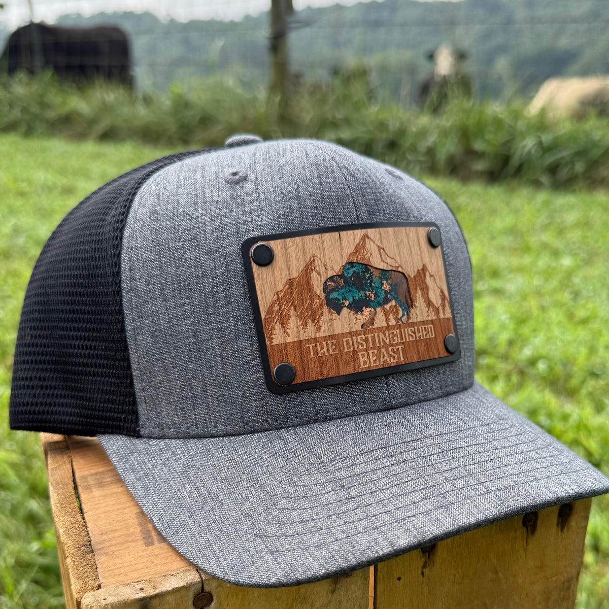 Wood Patch-Teal Copper-Bison Hat