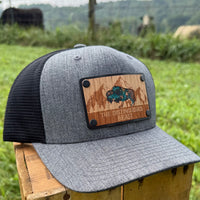 Wood Patch-Teal Copper-Bison Hat
