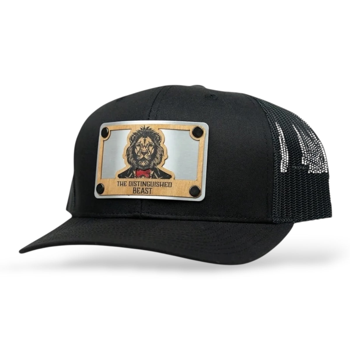 Lion Red Tie Wood Patch Hat